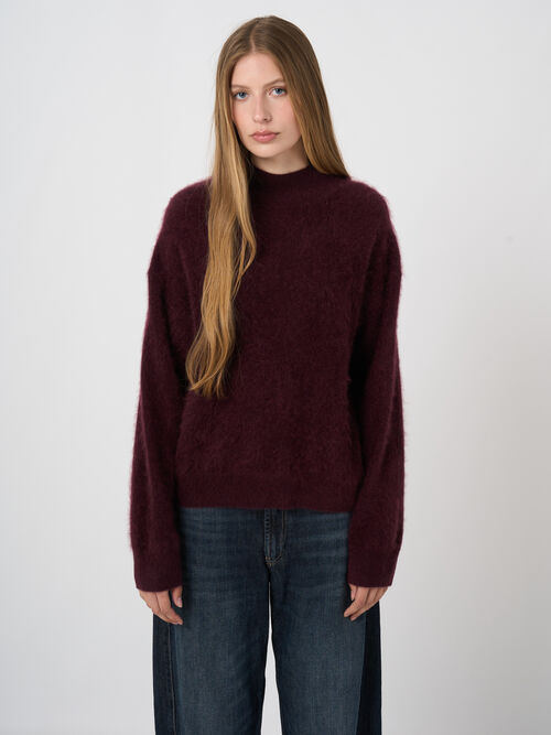 Brushed Pure Cashmere Stand-Collar Sweater