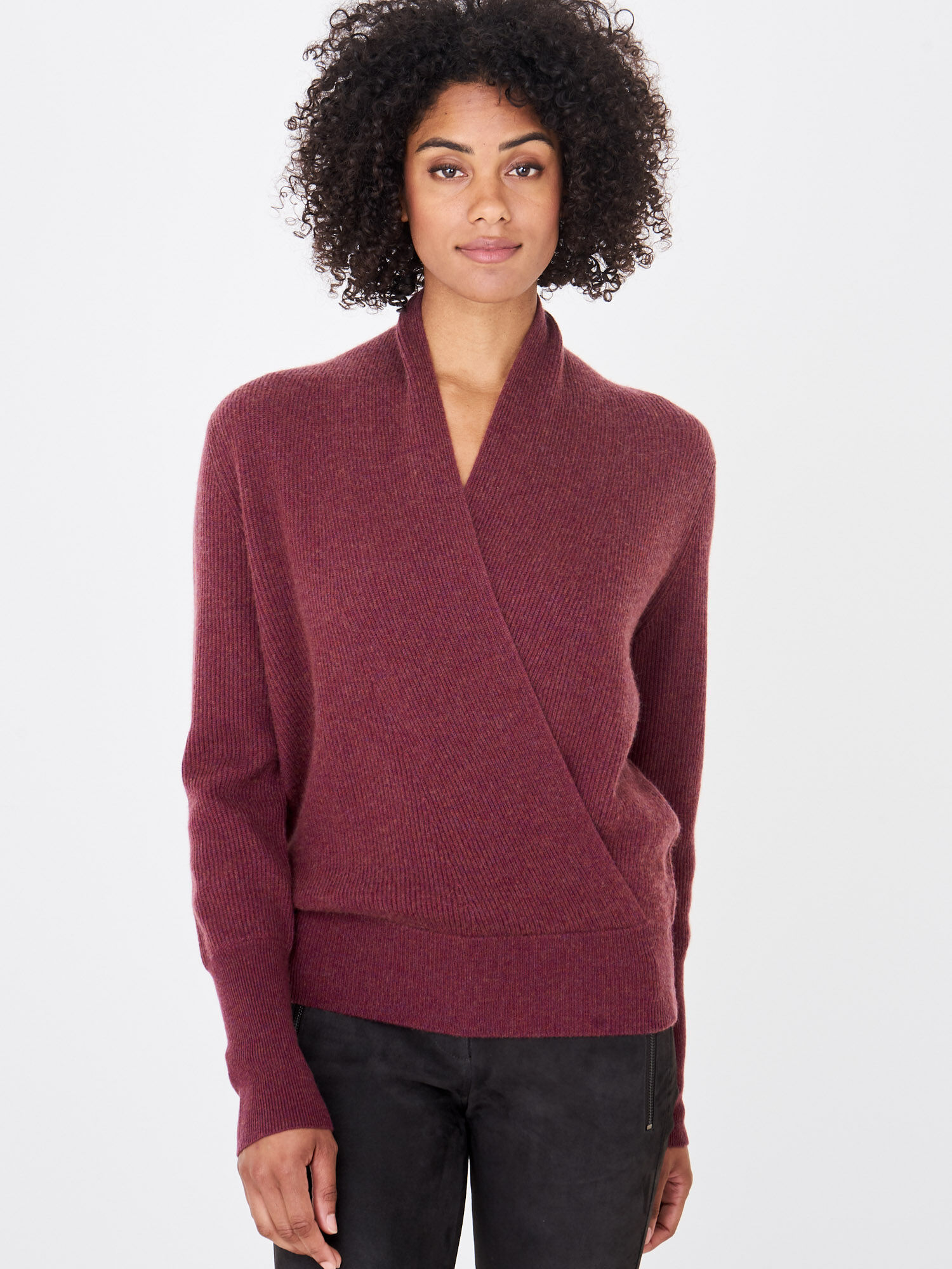 Cashmere faux hot sale wrap sweater