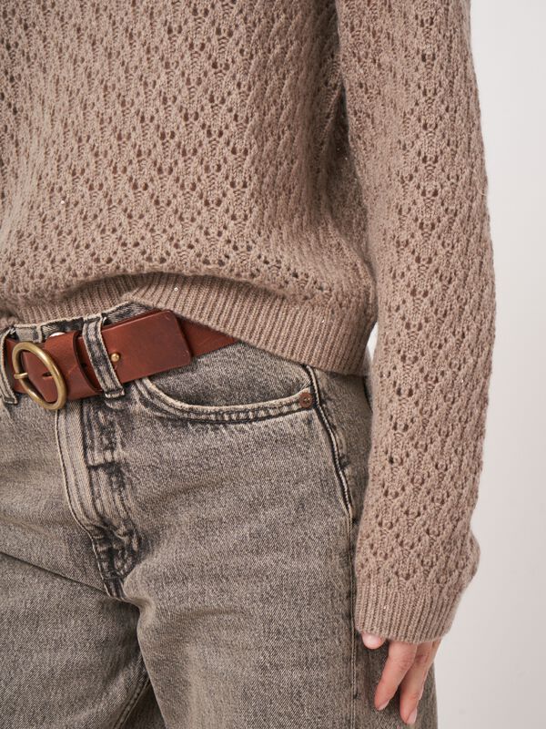 Strickpullover mit Mini-Pailletten und Pointelle-Muster image number 3