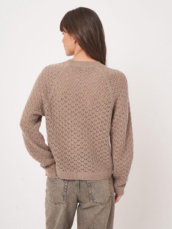 Strickpullover mit Mini-Pailletten und Pointelle-Muster image number 5