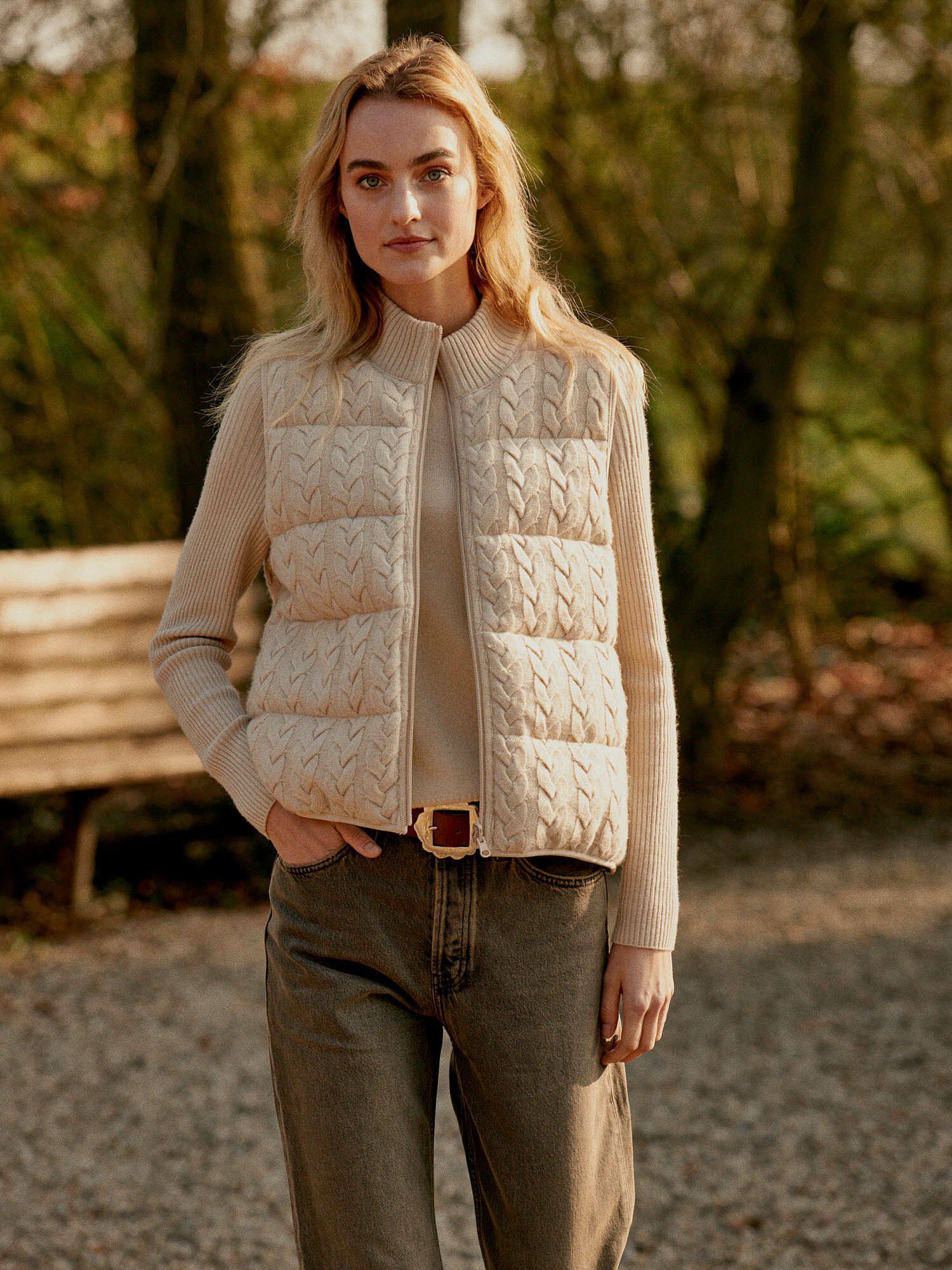 Gilet sans manches réversible en doudoune tricotée