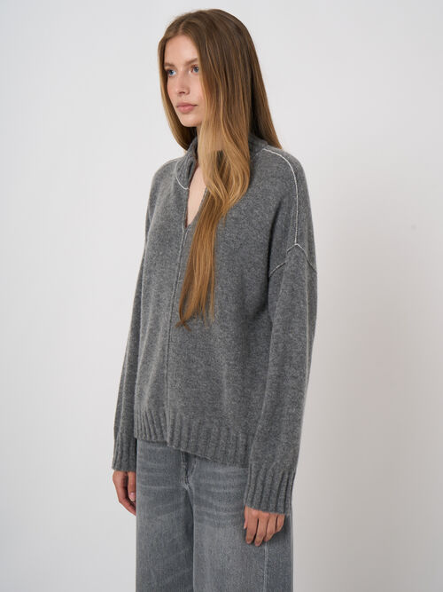 Pull en cachemire et laine &agrave; texture boucl&eacute;e