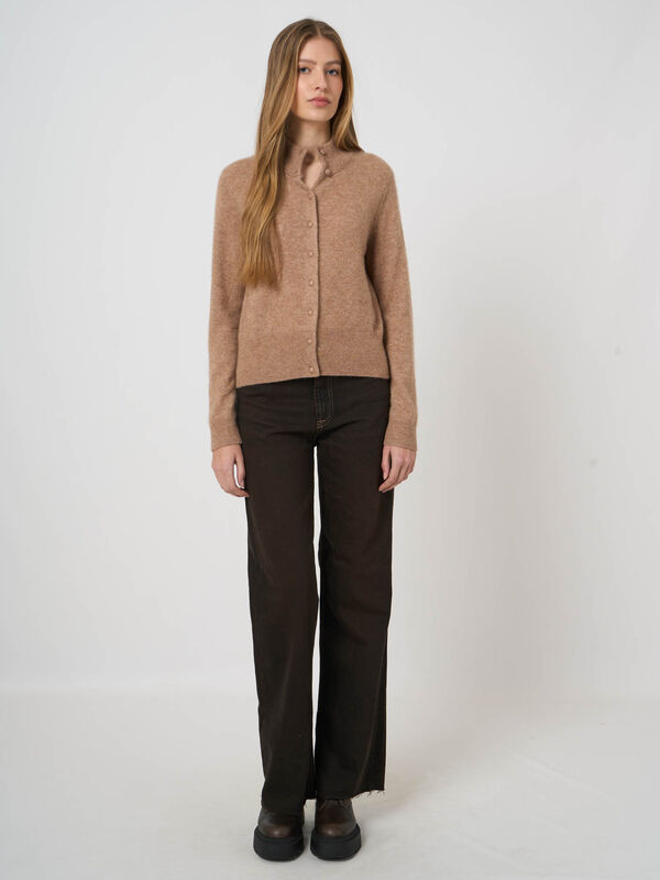 Kaschmir-Seiden-Strickjacke mit Stehkragen image number 3