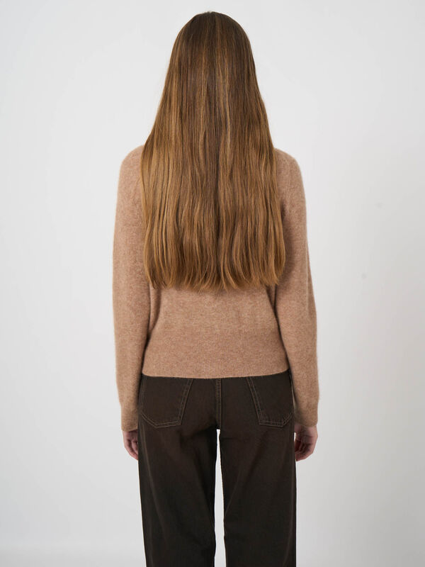 Kaschmir-Seiden-Strickjacke mit Stehkragen image number 4