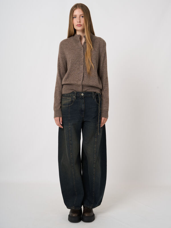 Kaschmir-Seiden-Strickjacke mit Stehkragen image number 2
