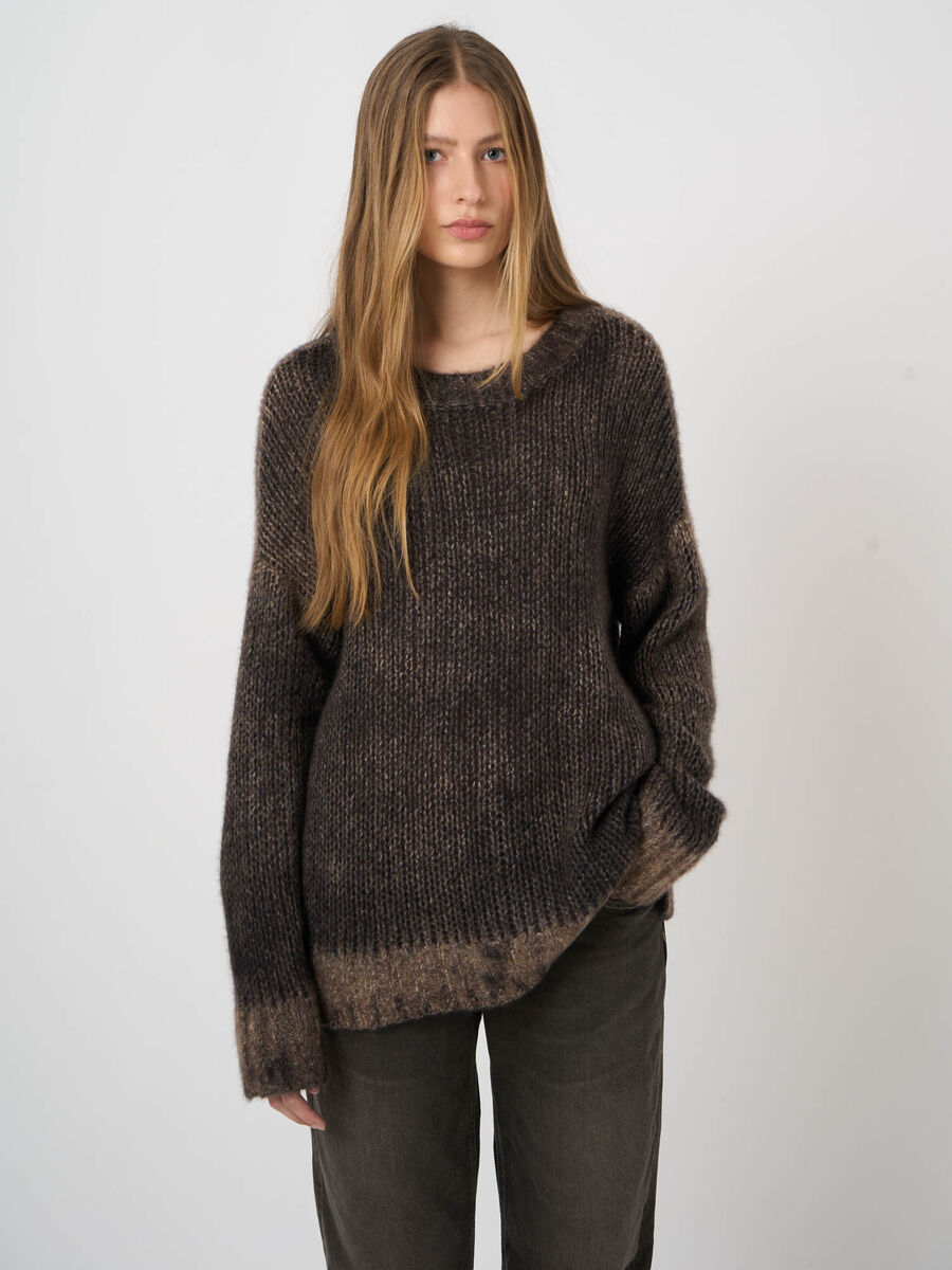 Ultra-Light Cashmere-Silk Sweater with Textured Print image number 1