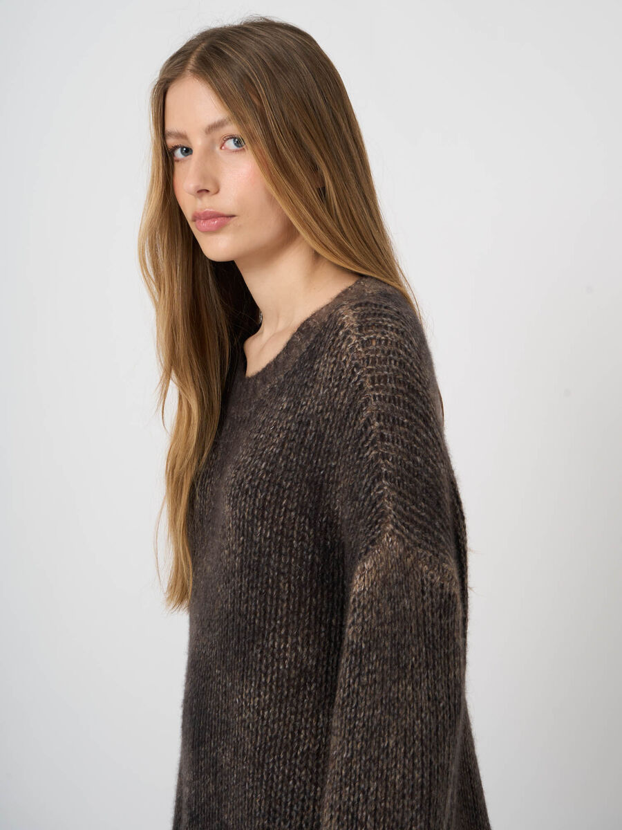 Ultra-Light Cashmere-Silk Sweater with Textured Print image number 3