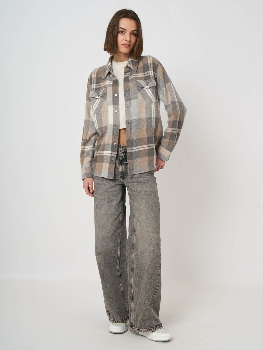 Woven Cashmere-Wool Checked Overshirt Jacket image number 9