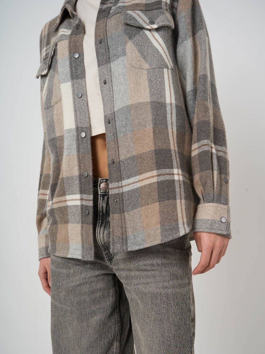 Woven Cashmere-Wool Checked Overshirt Jacket image number 6