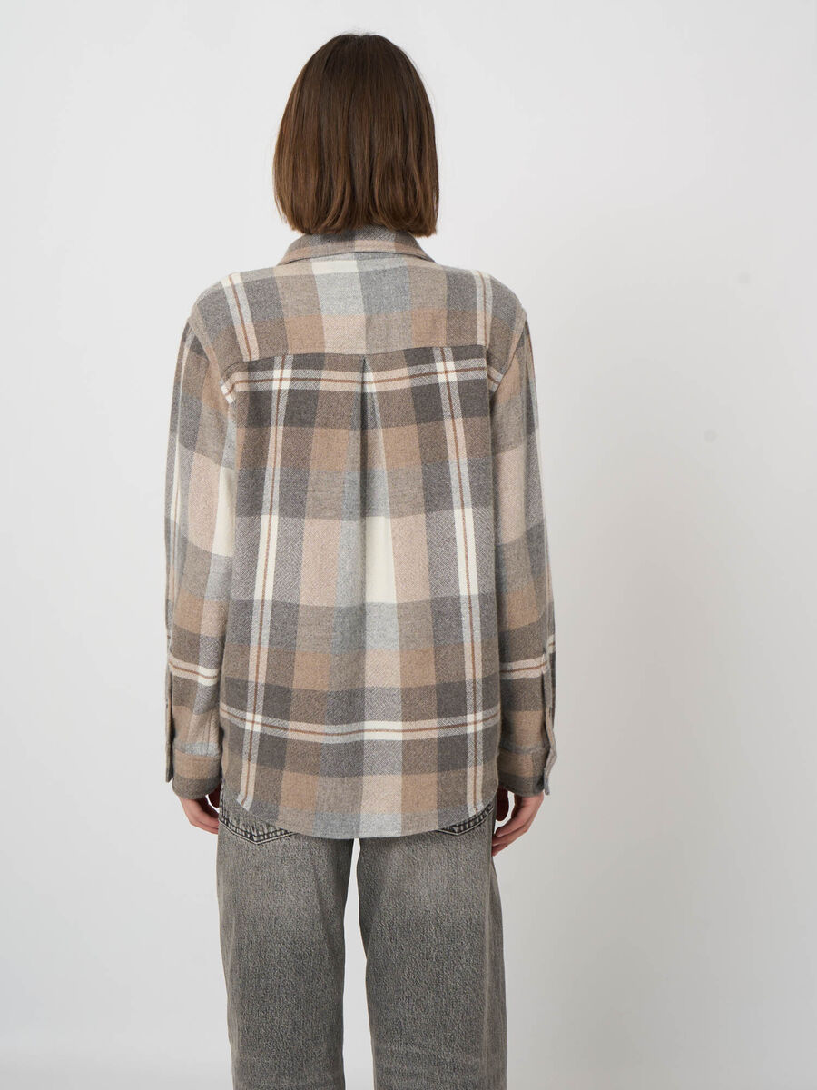 Woven Cashmere-Wool Checked Overshirt Jacket image number 4