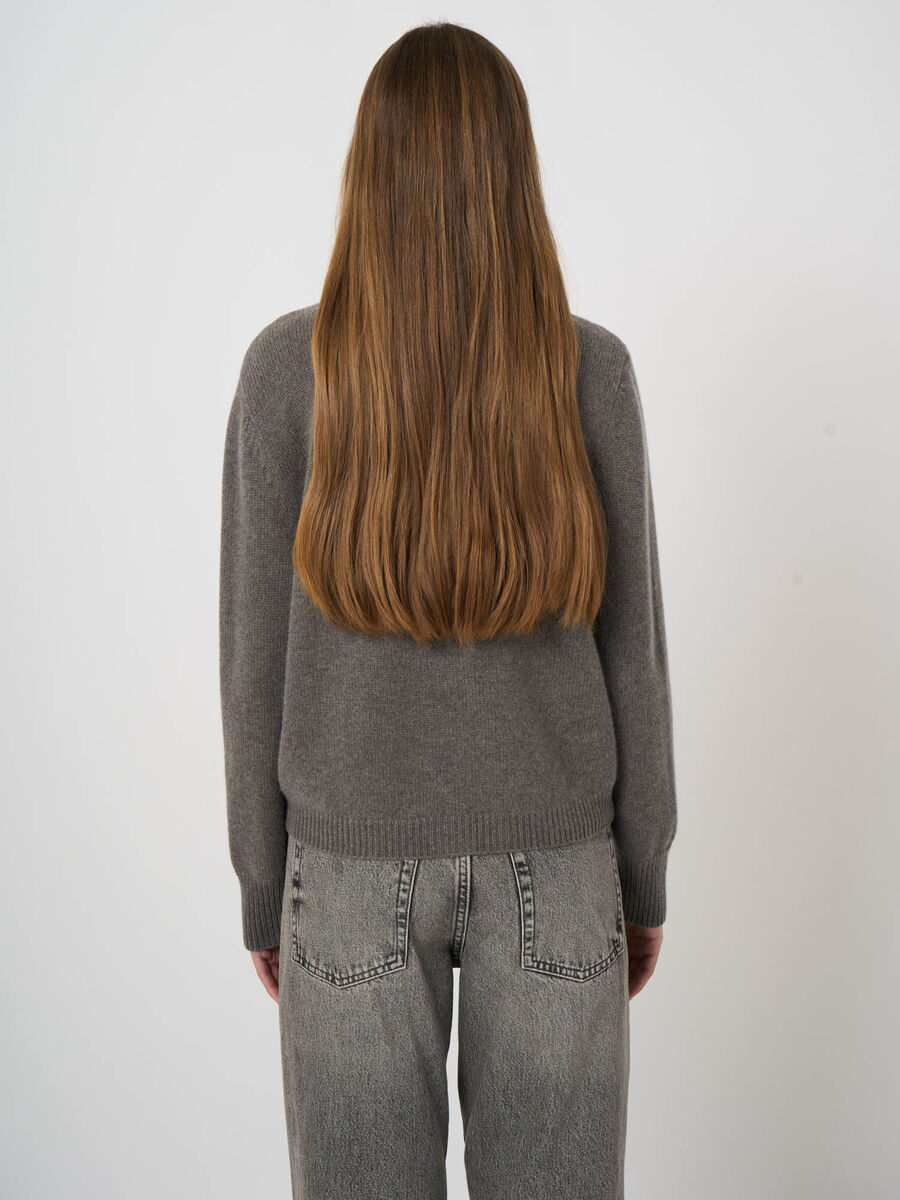 Kaschmir-Woll-Strickjacke mit Denimkragen image number 9