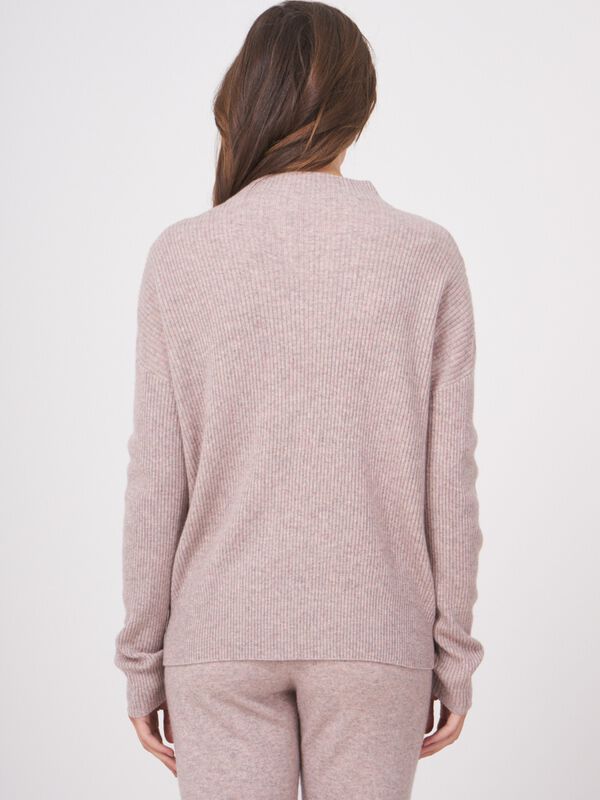 Cashmere wool blend sweater with different knit textures image number 1