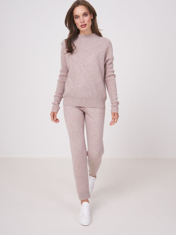 Cashmere wool blend sweater with different knit textures image number 3