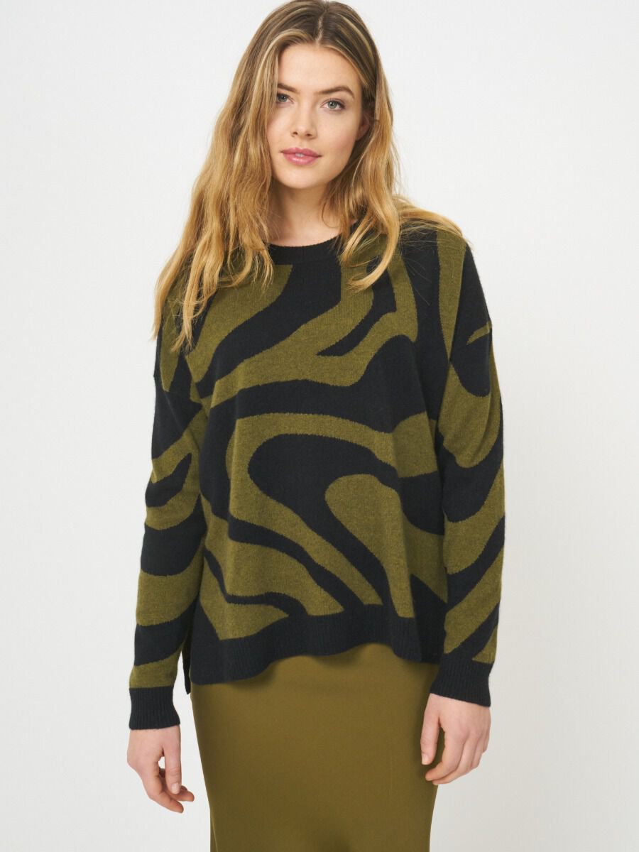 Intarsia gebreide trui van cashmere melange