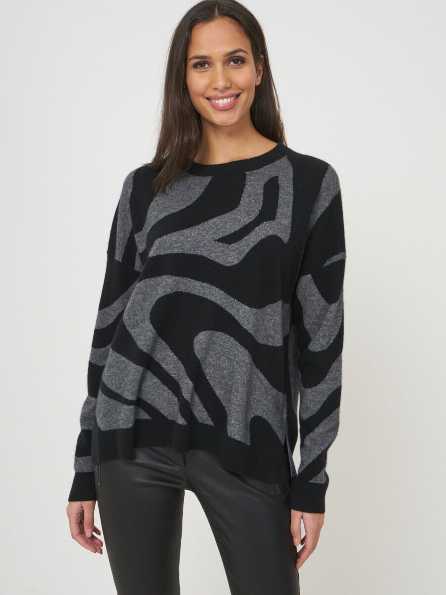 Cashmere blend intarsia knit sweater