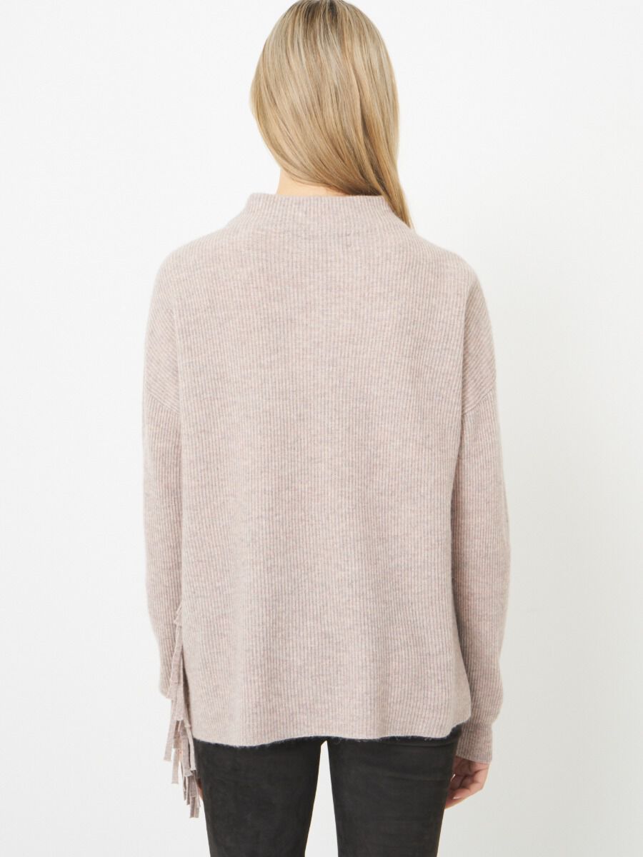 Rippstrick-Pullover mit langen Fransen aus Bio-Kaschmir-Wollmischung image number 1