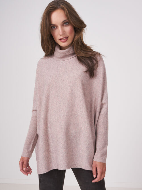 Poncho sweater with turtleneck