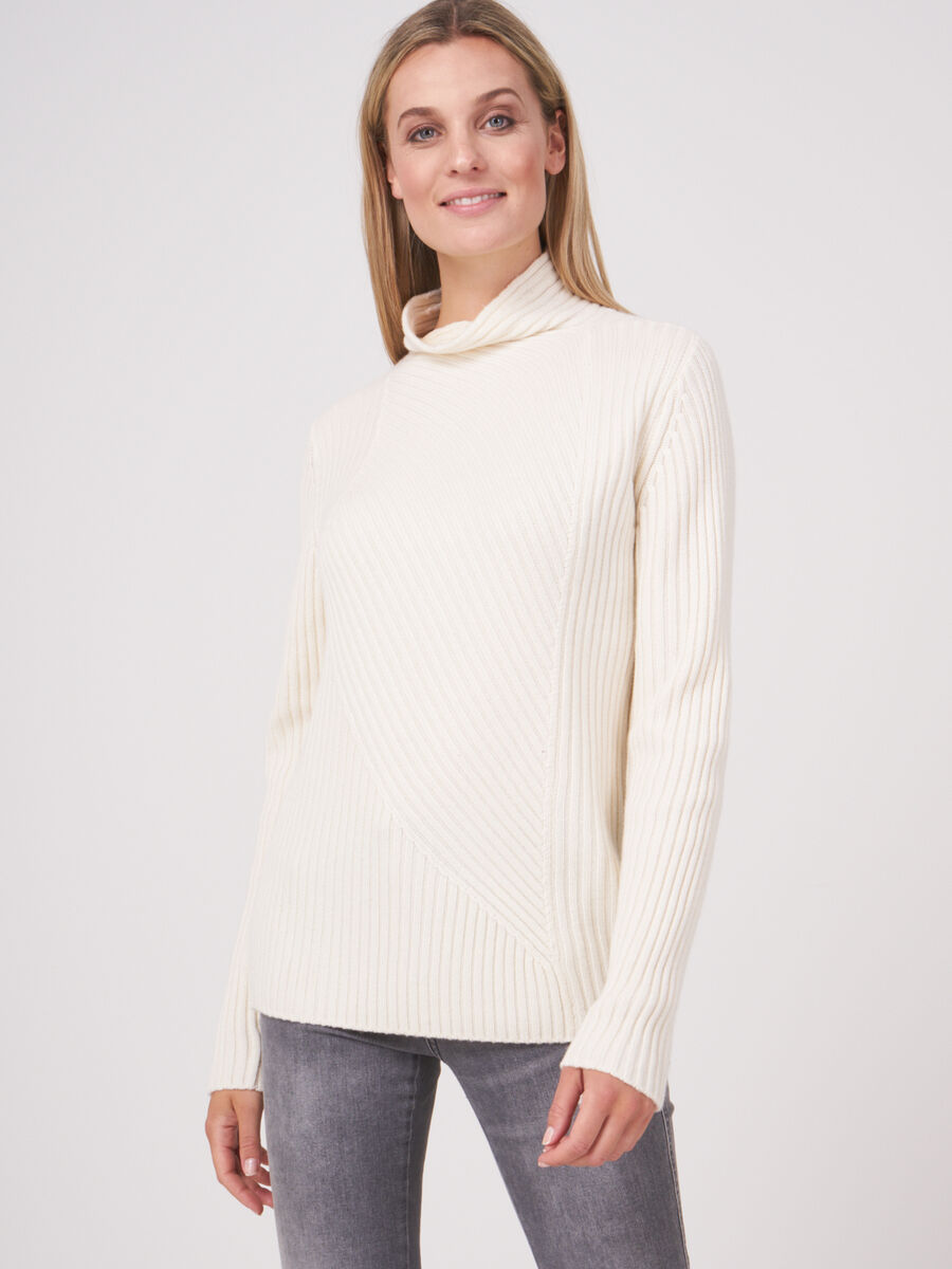 Rib knit jumper with stand collar image number 0