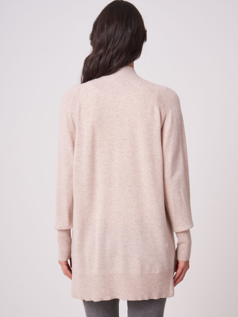 Organic cashmere silk blend open front cardigan with pockets