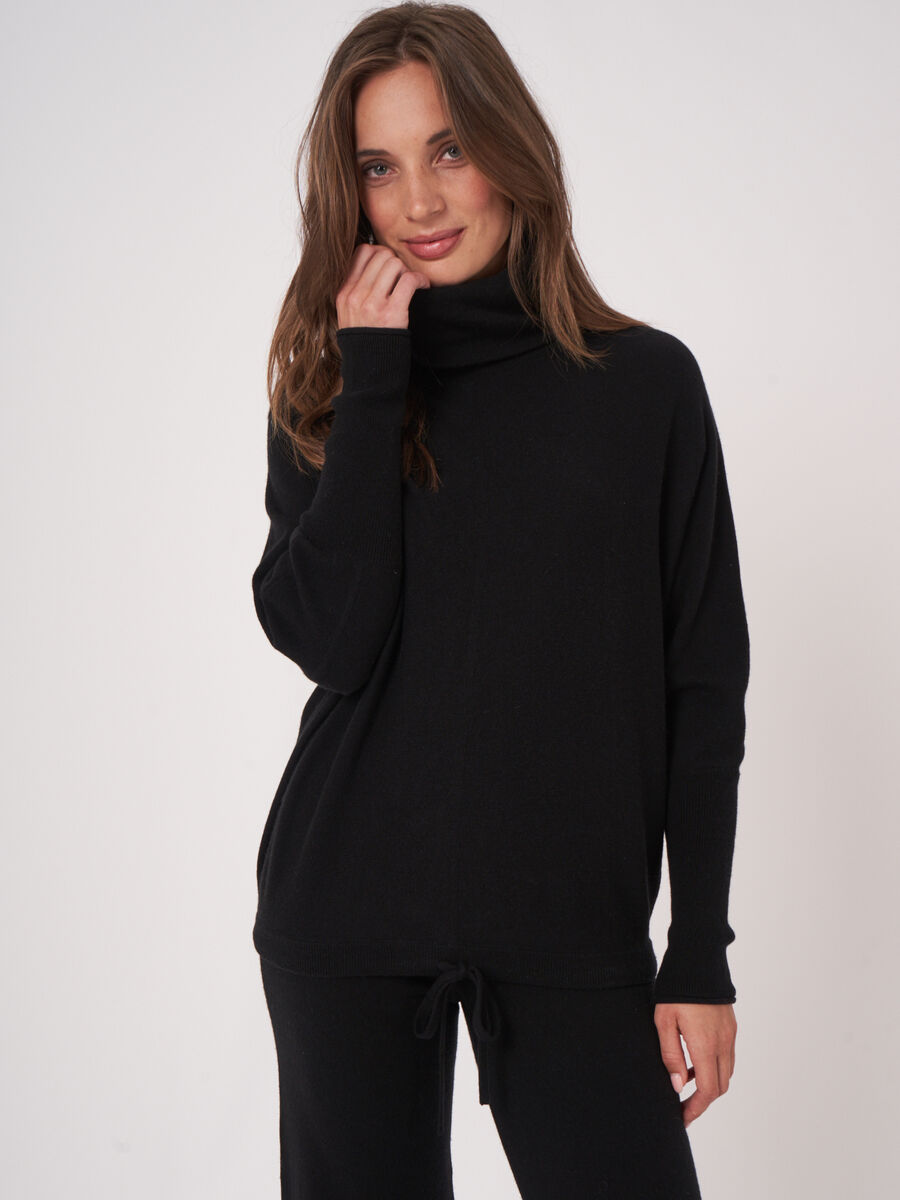 Oversized sweater with high neck and drawstring image number 0