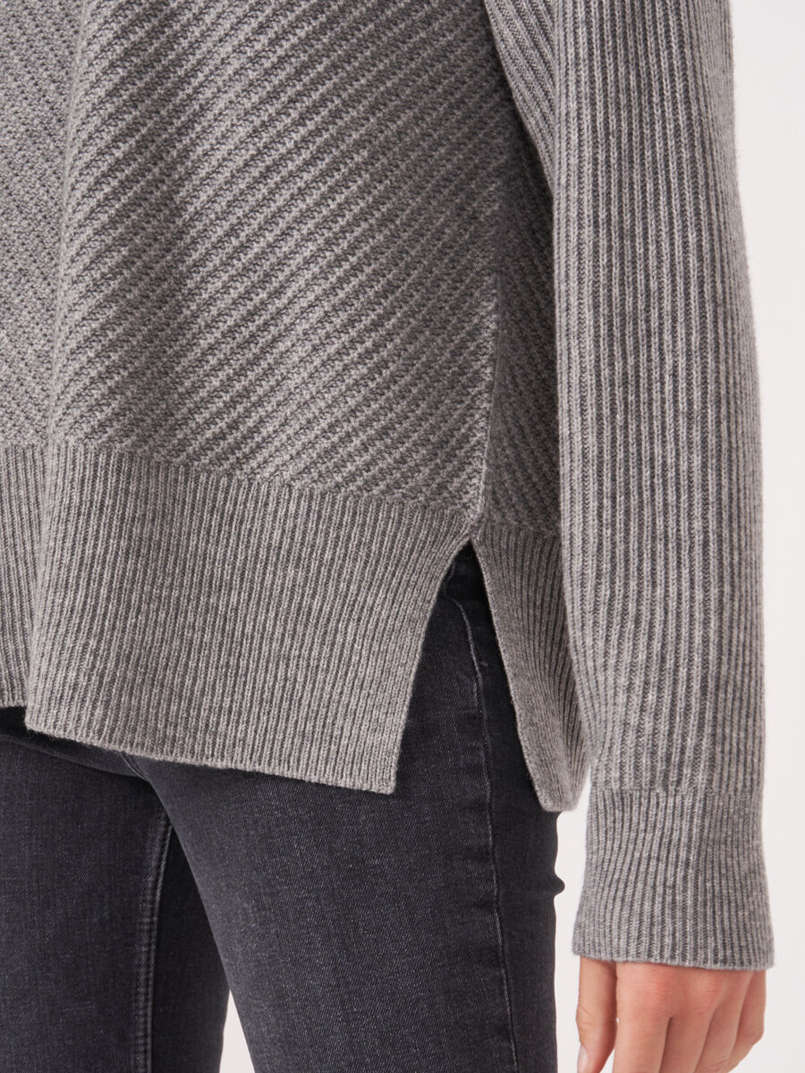 Oversized diagonal rib knit sweater