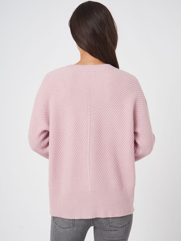 Oversized diagonal rib knit sweater image number 1