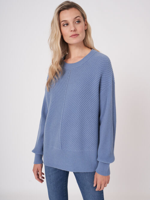 Oversized gebreide trui met diagonale rib
