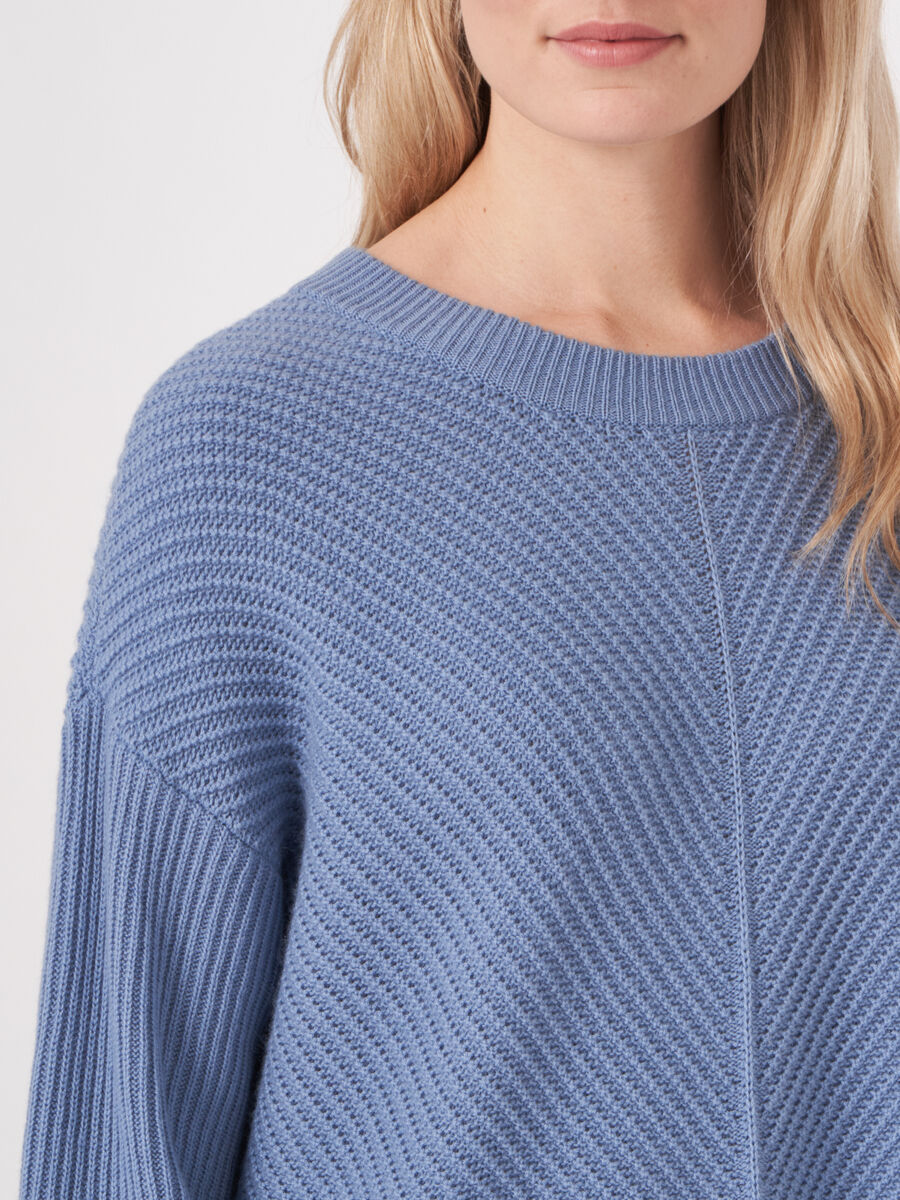 Oversized diagonal rib knit sweater