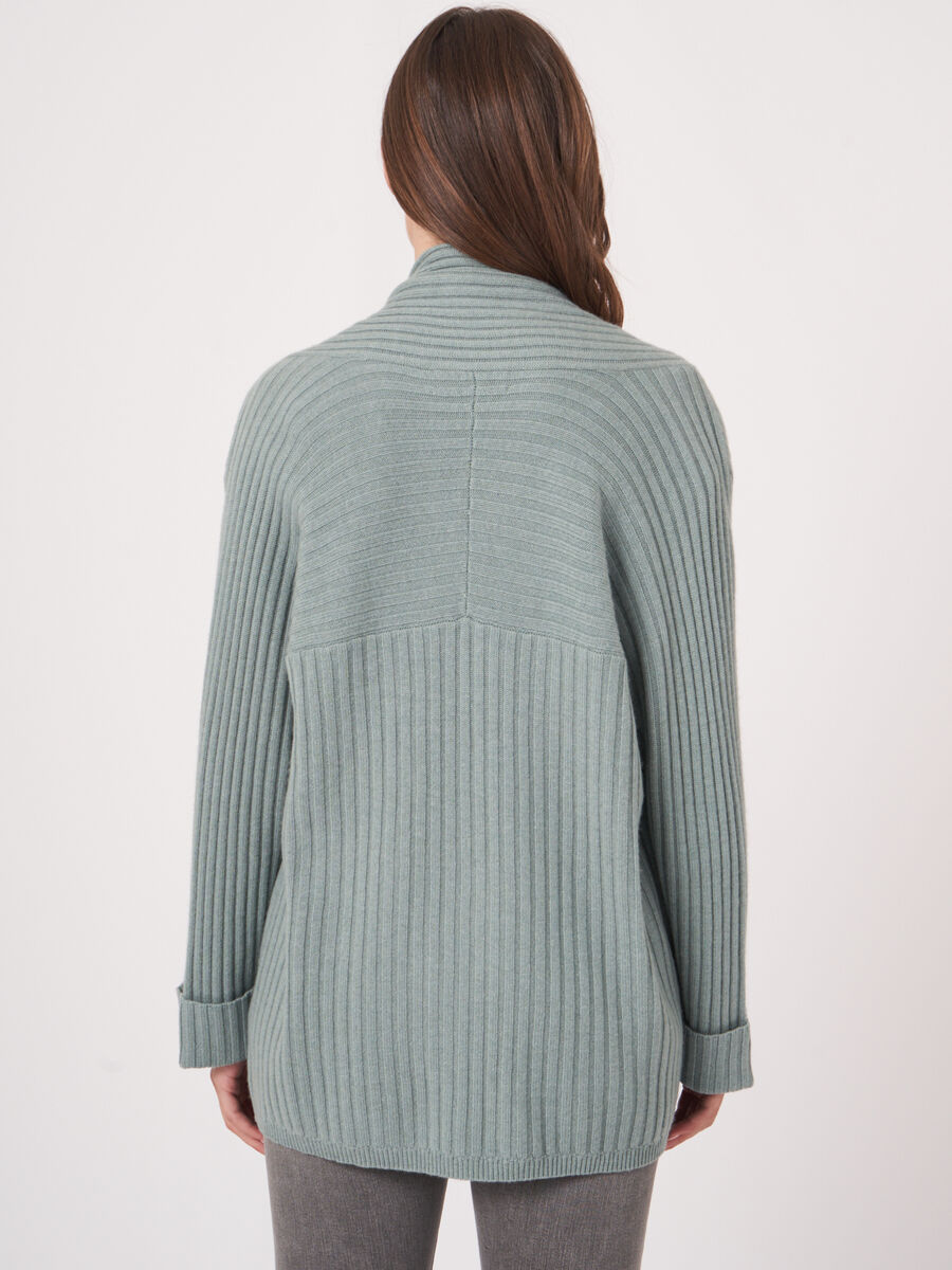 3/4 sleeve open cardigan with shawl collar