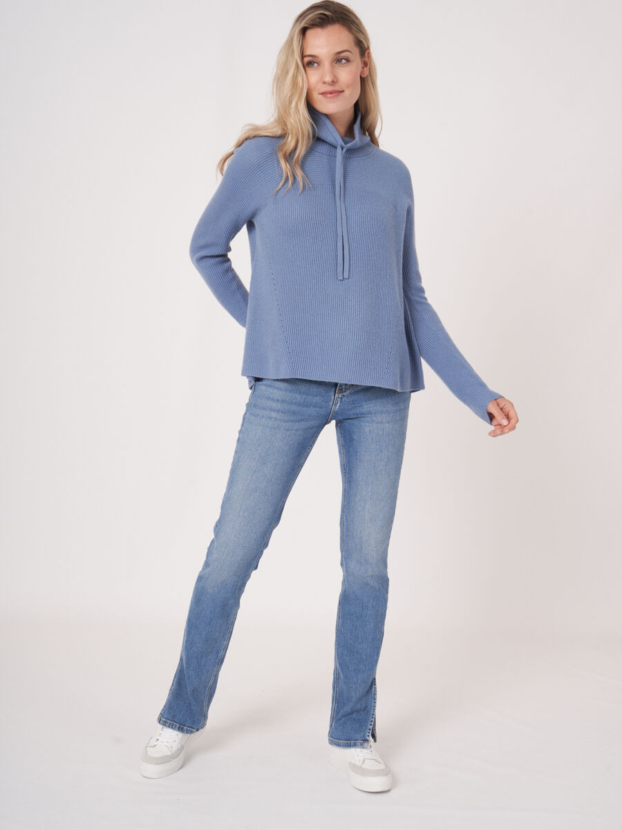 A-lijn gebreide trui met opstaande kraag image number 5