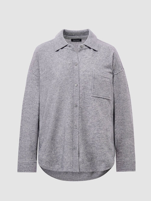 Fijngebreide blouse met overhemdkraag