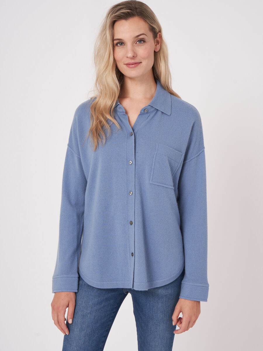 Fijngebreide blouse met overhemdkraag image number 0