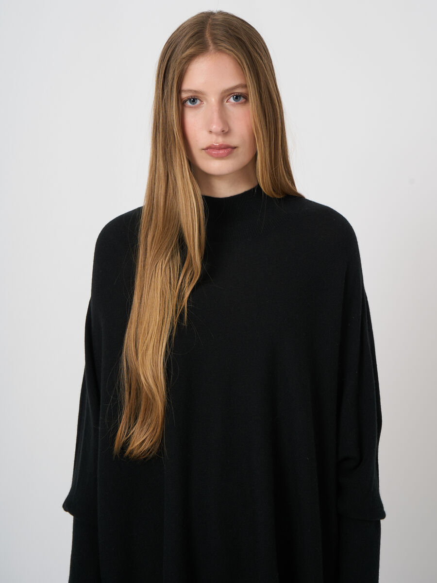 Oversized Organic Cashmere-Blend Sweater with Stand Collar image number 1
