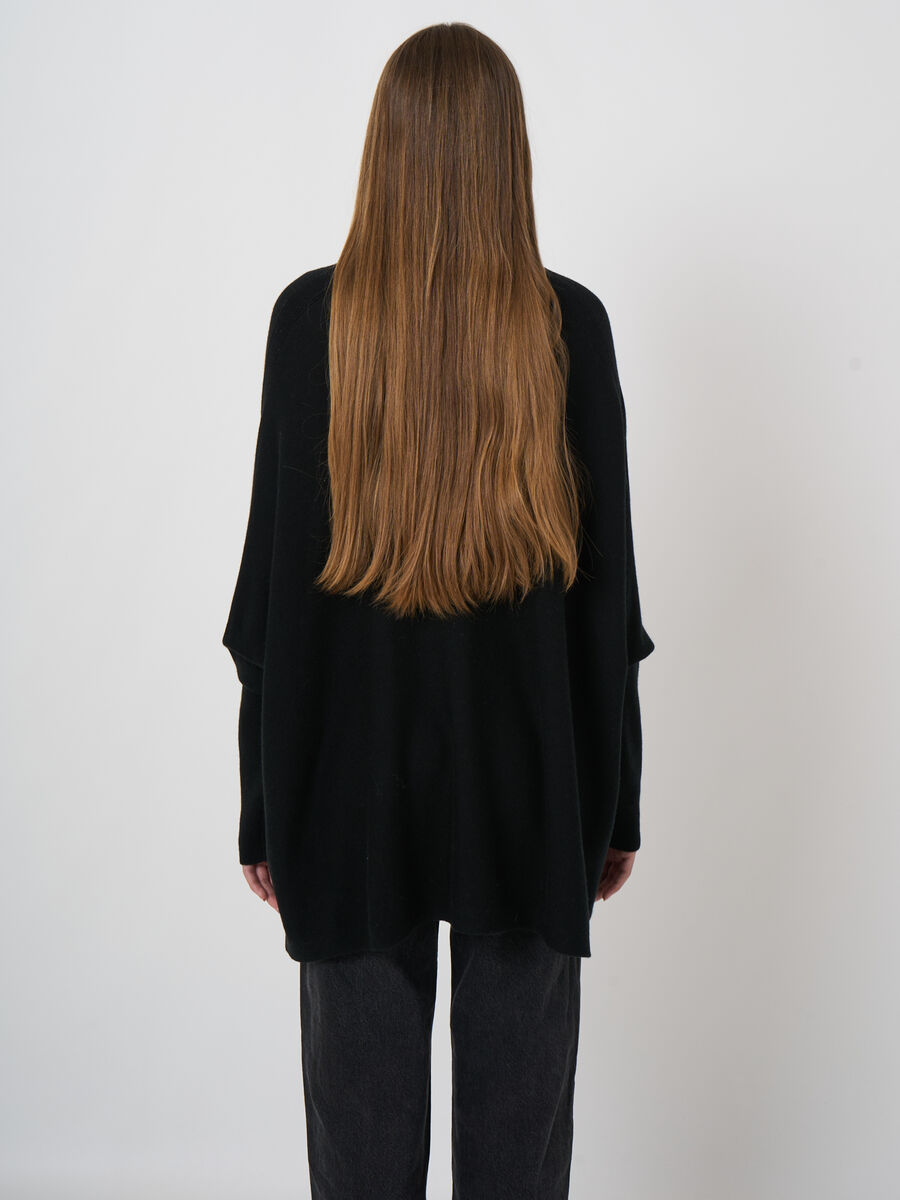Oversized Organic Cashmere-Blend Sweater with Stand Collar image number 3