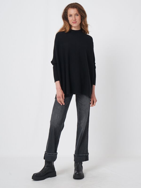 Oversized fine knit cashmere blend poncho sweater image number 5