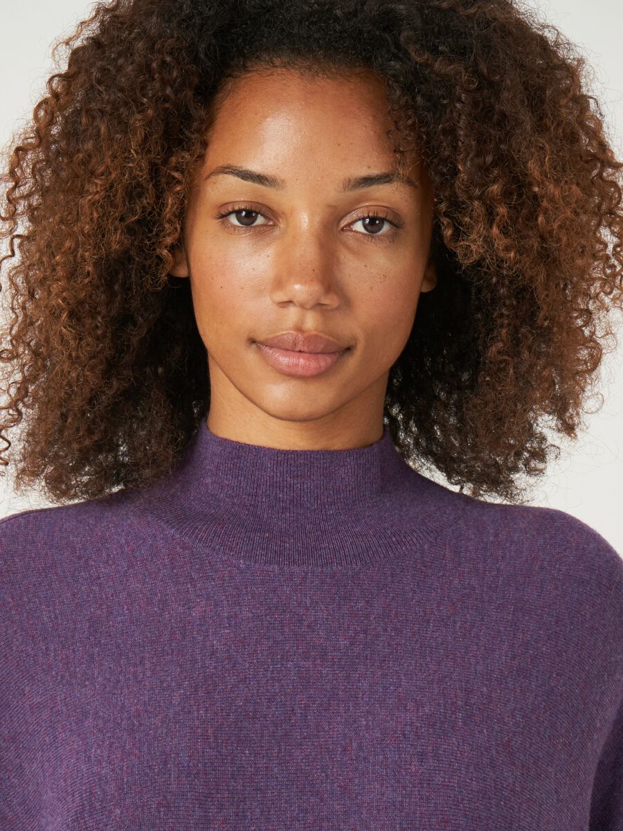 Oversized fine knit cashmere blend poncho sweater image number 3