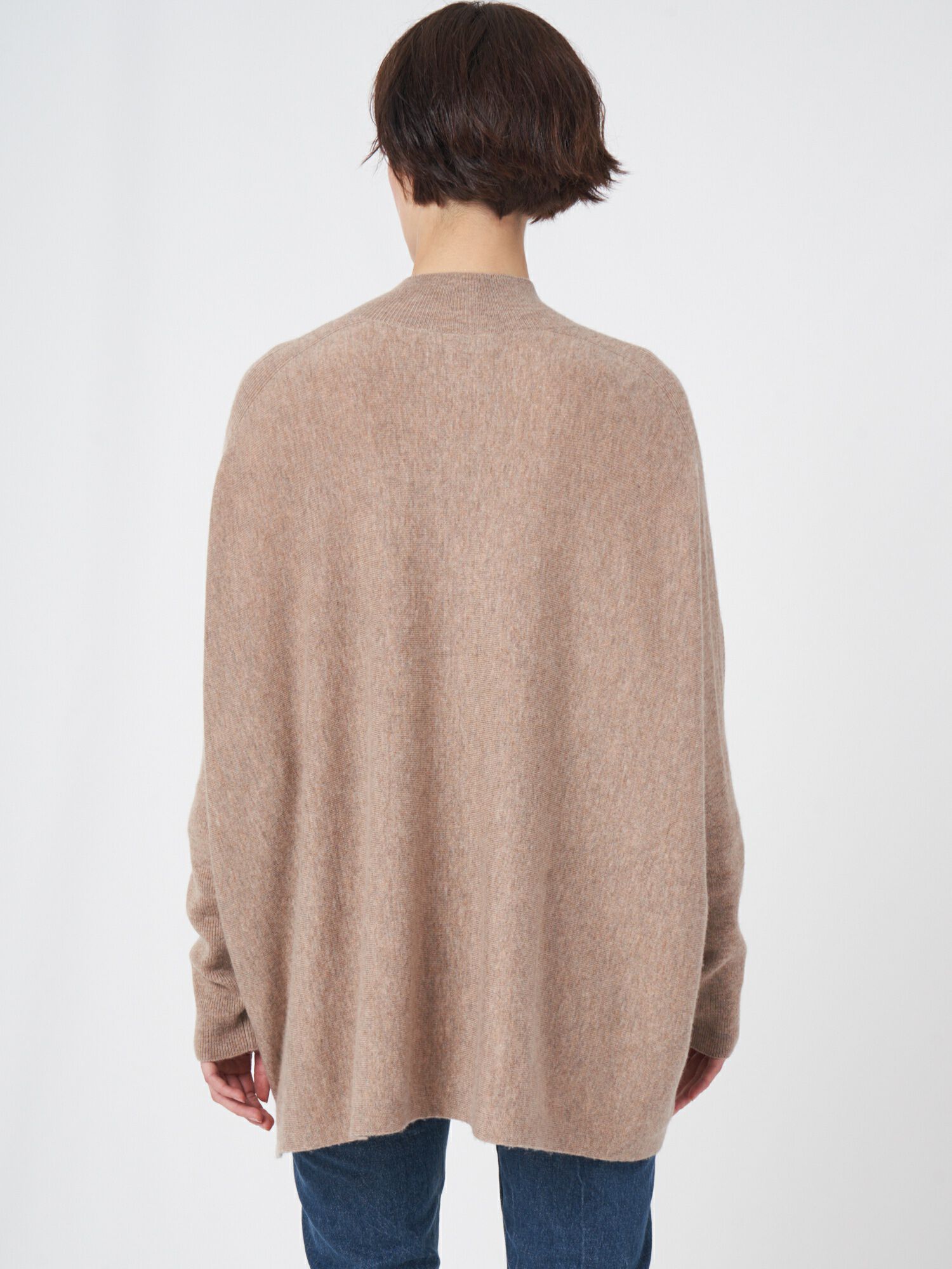 Cashmere-Blend Stand-Collar Poncho Sweater | REPEAT cashmere