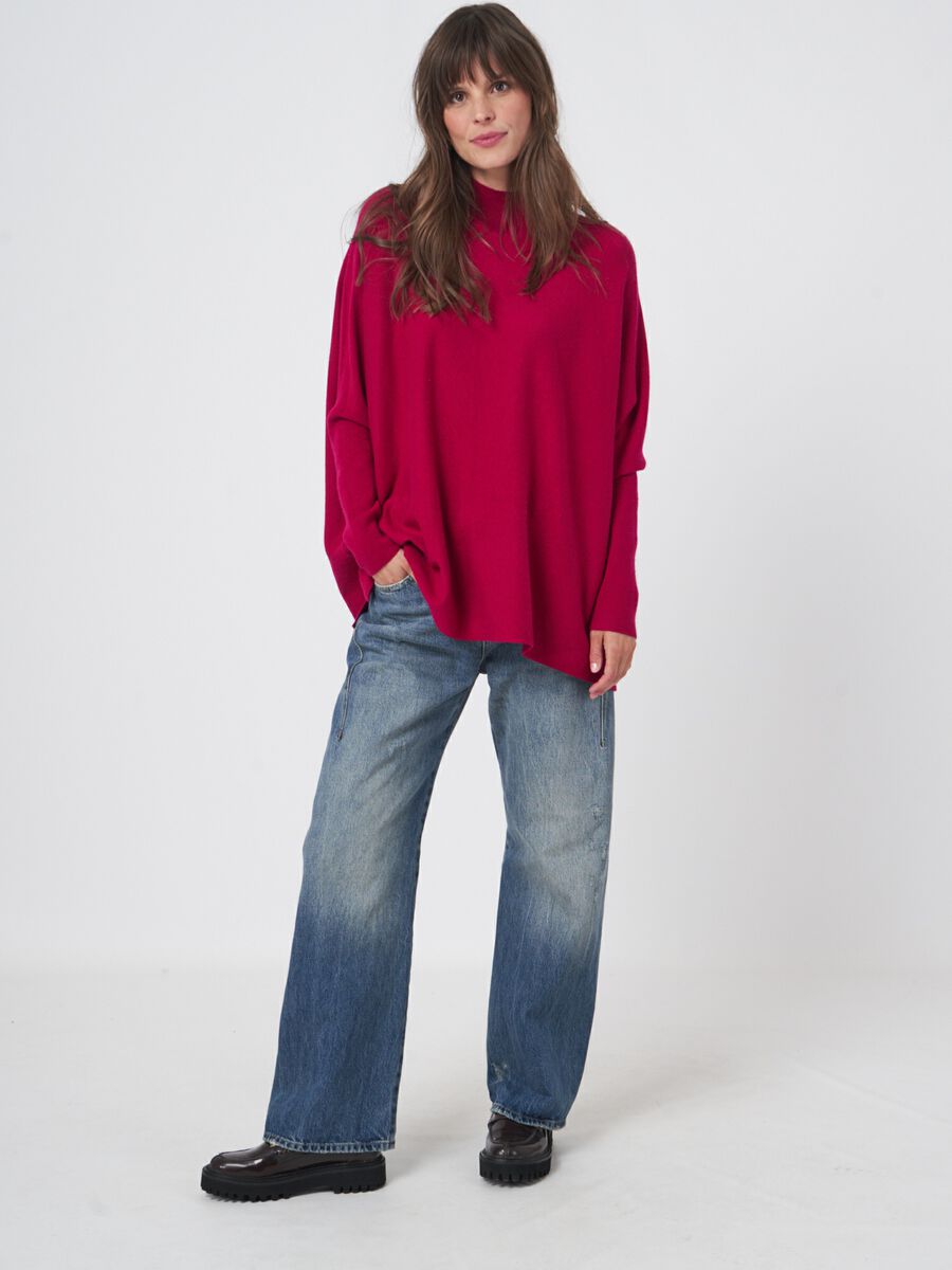 Poncho pull ample &agrave; col montan image number 3