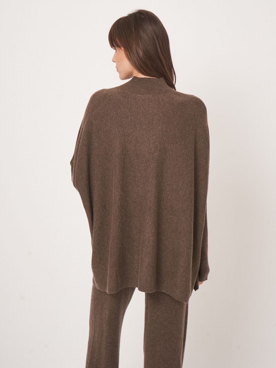 Oversized fine knit cashmere blend poncho sweater image number 6