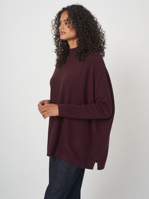 Oversized fine knit cashmere blend poncho sweater image number 1