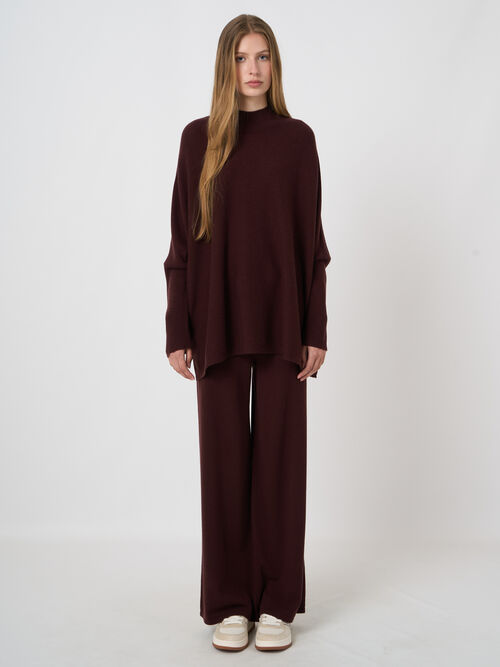 Oversized fine knit cashmere blend poncho sweater