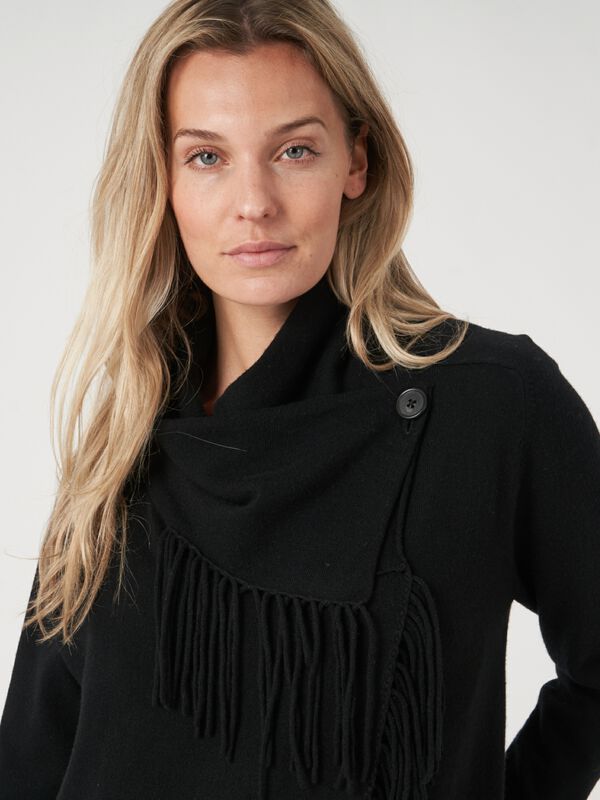 Strickjacke mit asymmetrischer Front und Fransen aus Kaschmirmischung  image number 4