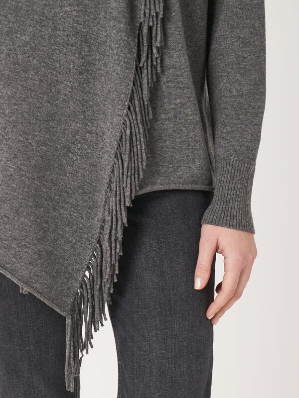 Strickjacke mit asymmetrischer Front und Fransen aus Kaschmirmischung  image number 4
