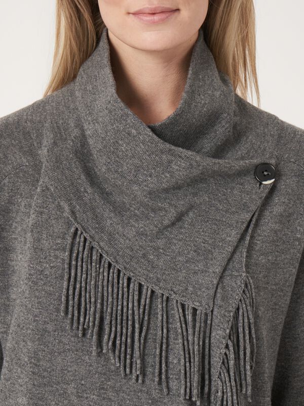 Strickjacke mit asymmetrischer Front und Fransen aus Kaschmirmischung  image number 5