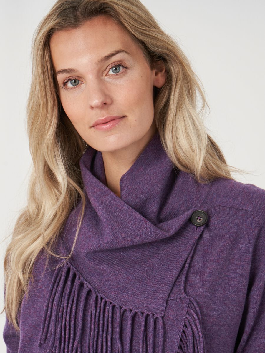 Cardigan asymétrique à franges en cachemire mélangé image number 2