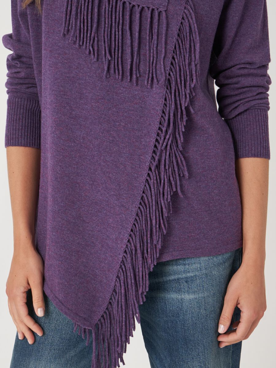 Cardigan asymétrique à franges en cachemire mélangé image number 3