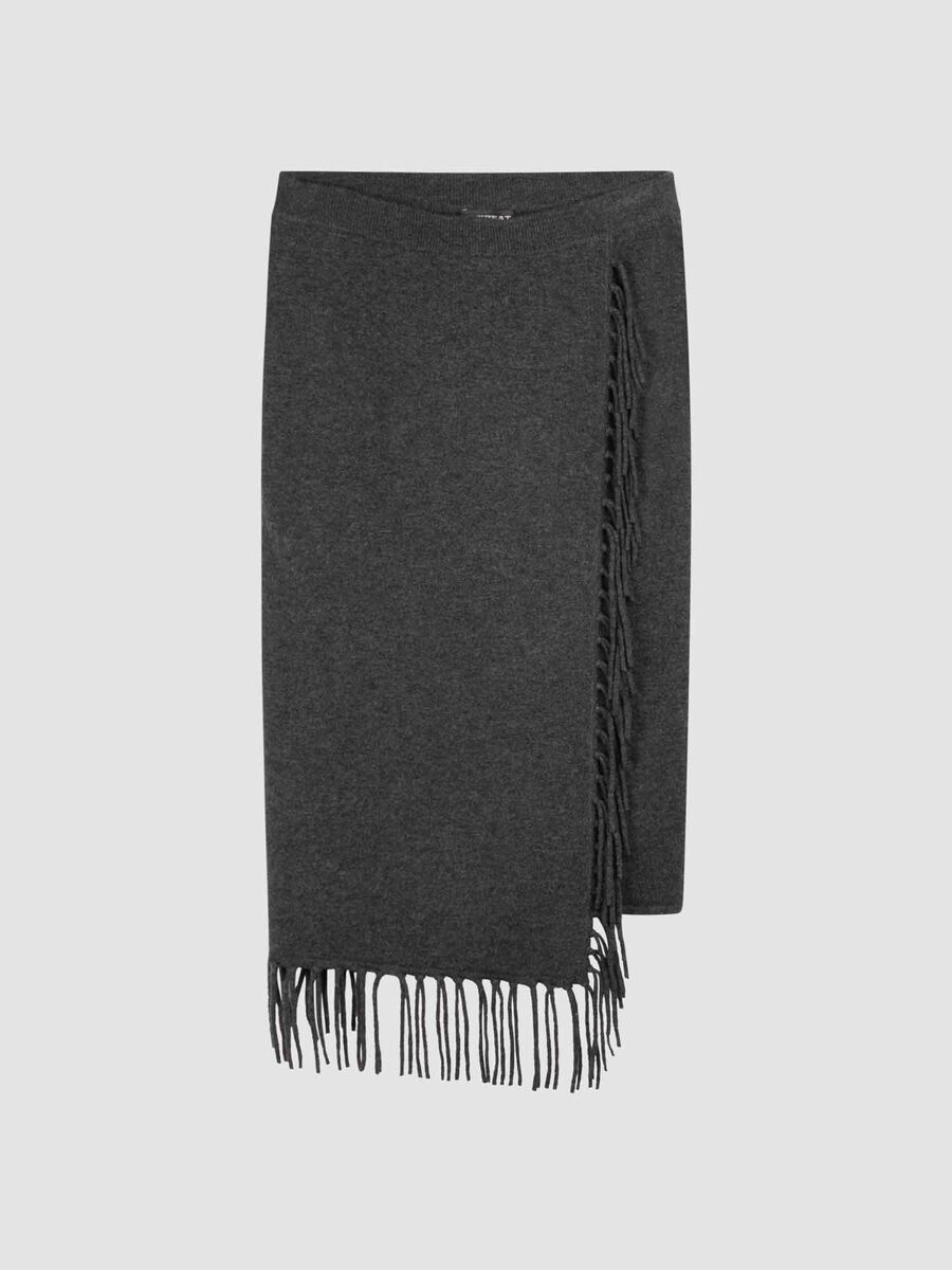 Knitted cashmere blend skirt with fringes image number 0