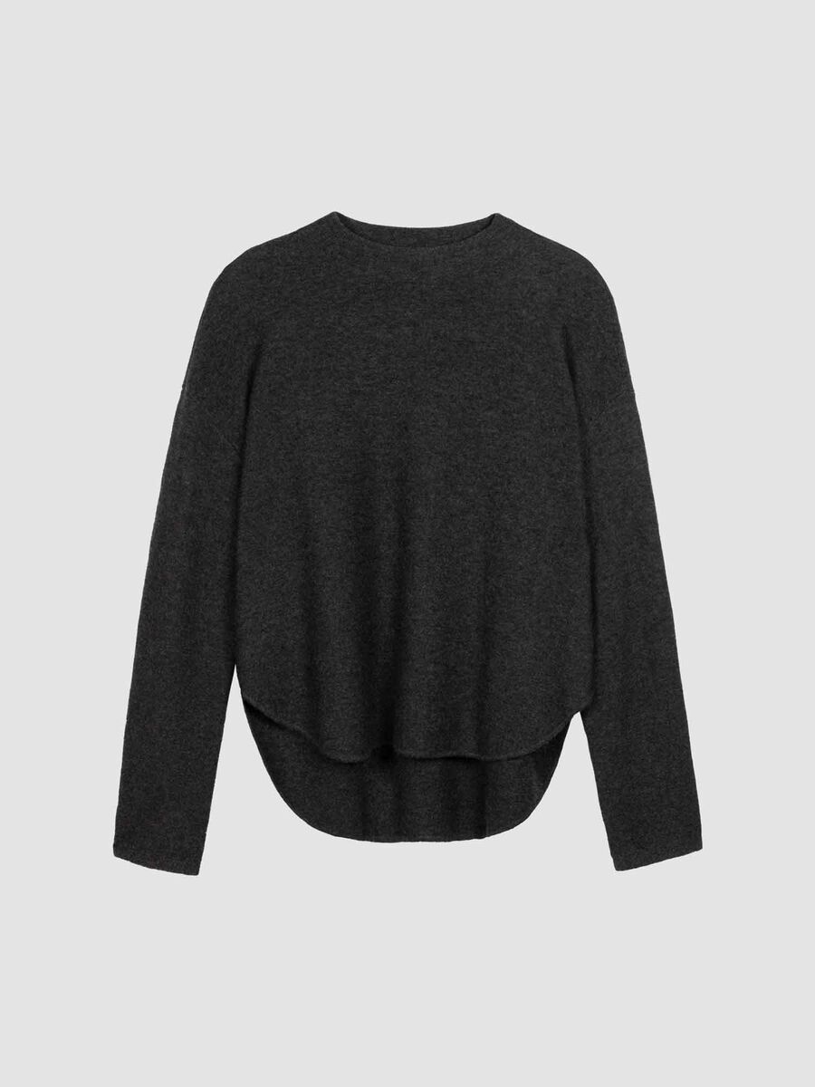 Fine textured knit sweater with round hem image number 0