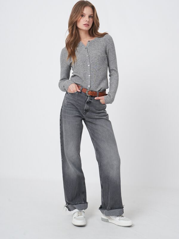 Ribgebreide cardigan van cashmere mix image number 2