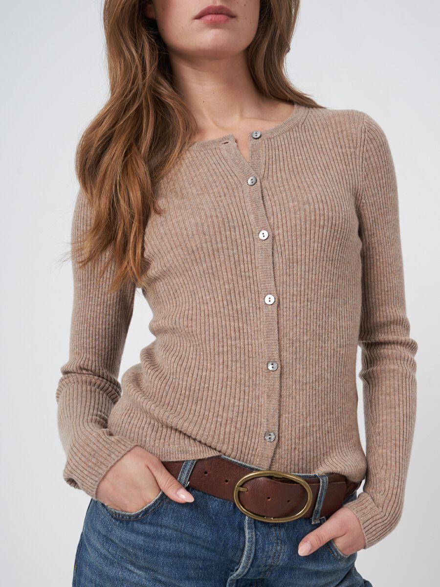 Ribgebreide cardigan van cashmere mix image number 4
